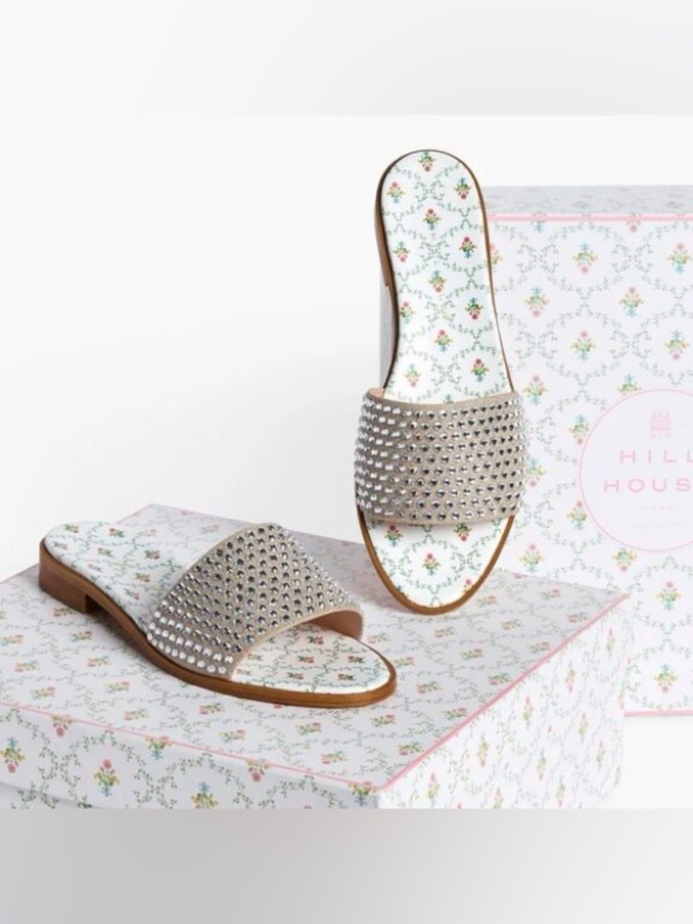 Hill House Silver Studded Slide Sandals - The City Slide